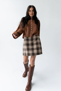 Callie Plaid Mini Skirt in Brown