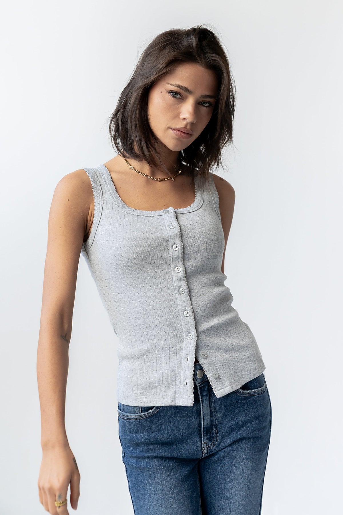 Apollo Knit Tank Top in Grey - FINAL SALE