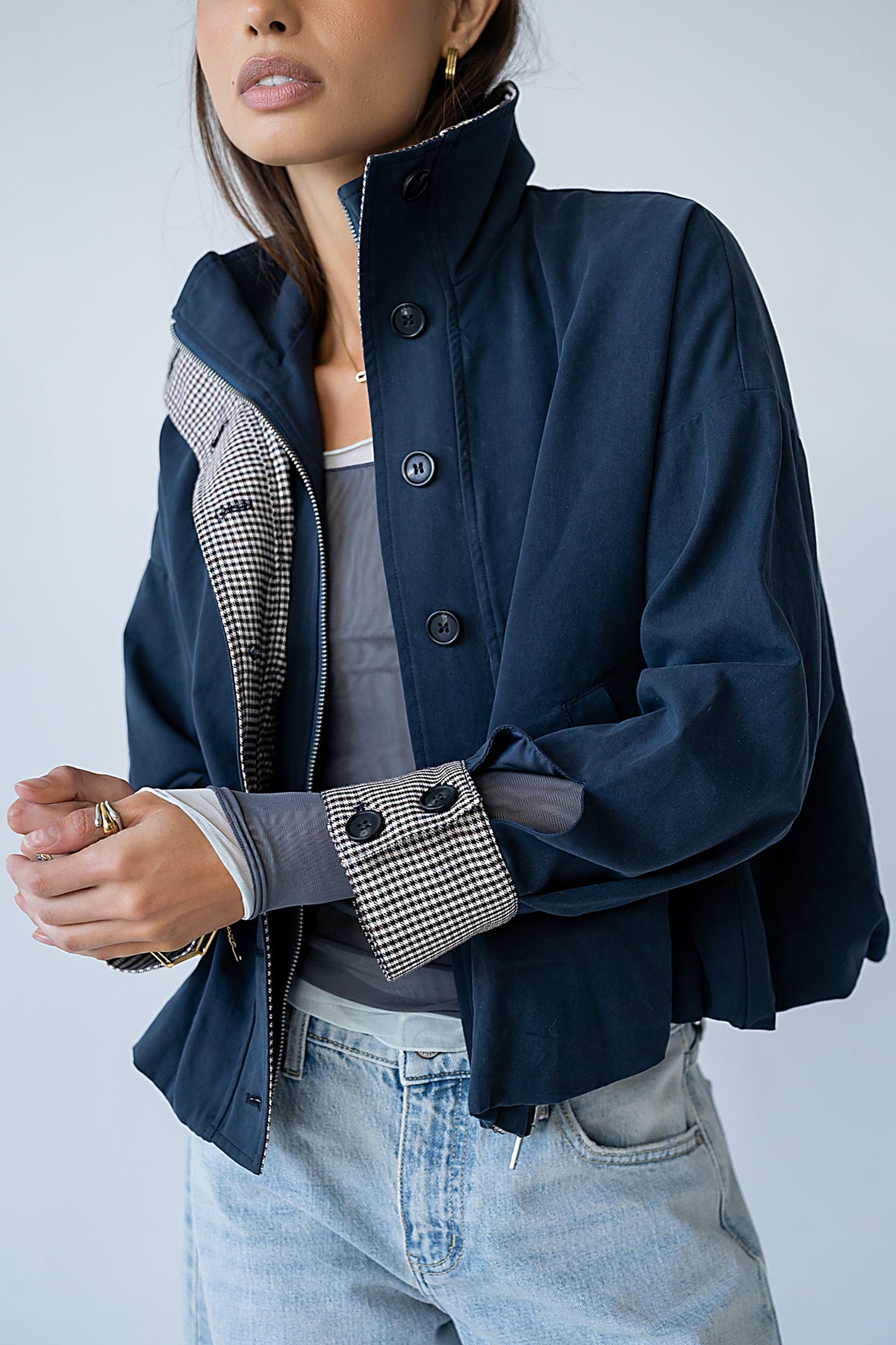 PREORDER - Colette Oversized Trench Jacket in Navy