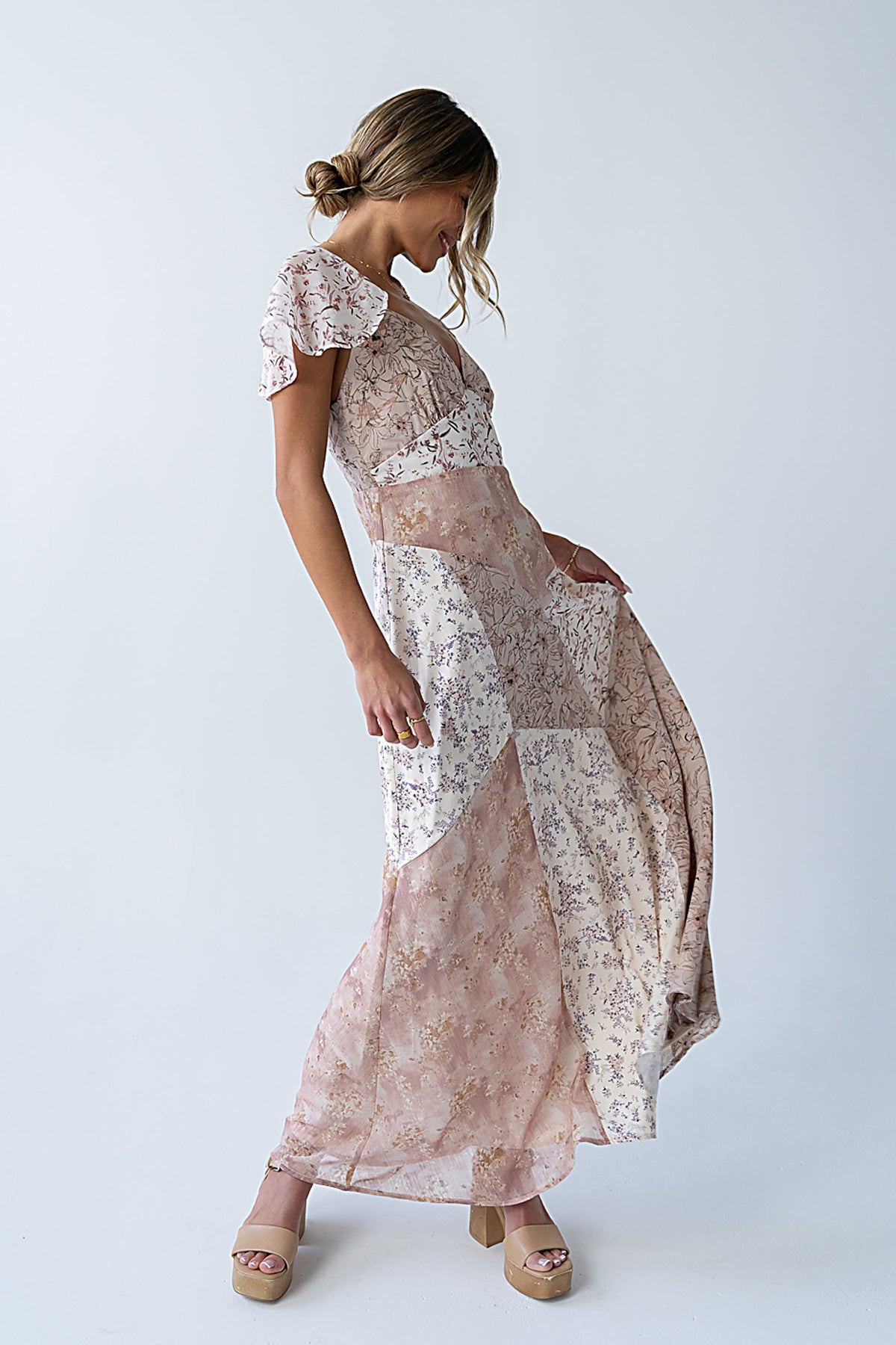 Zola Patchwork Maxi Dress in Ivory - FINAL SALE
