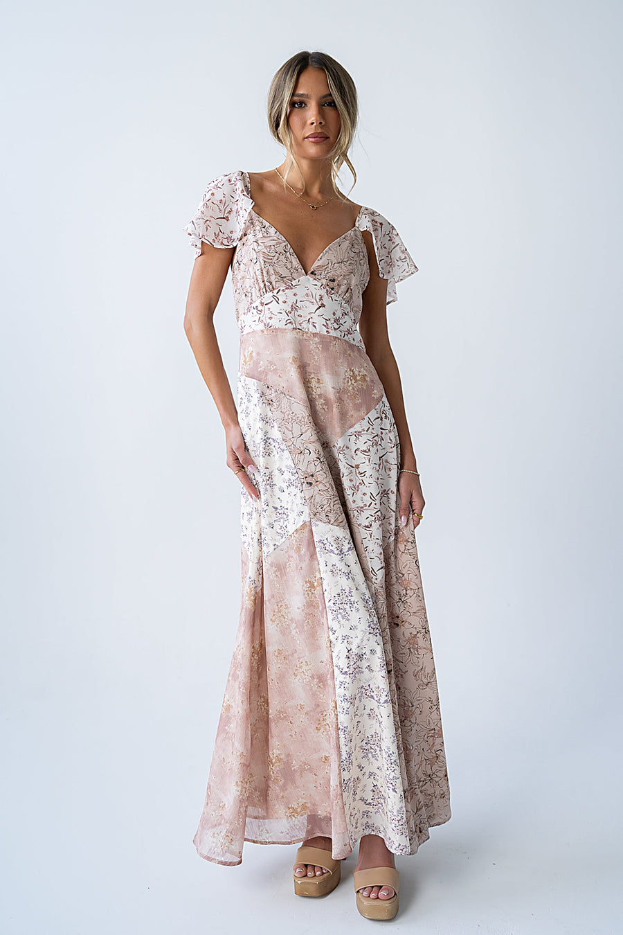 Zola Patchwork Maxi Dress in Ivory - FINAL SALE