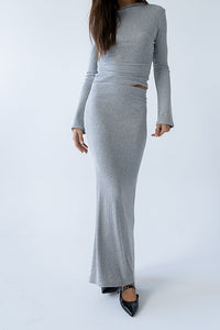 Bonnie Polka Dot Maxi Skirt in Grey