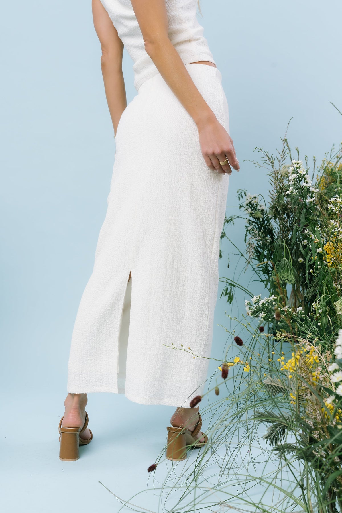 Opal Textured Skirt in Ivory - FINAL SALE