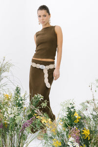 Opal Textured Skirt in Brown - FINAL SALE