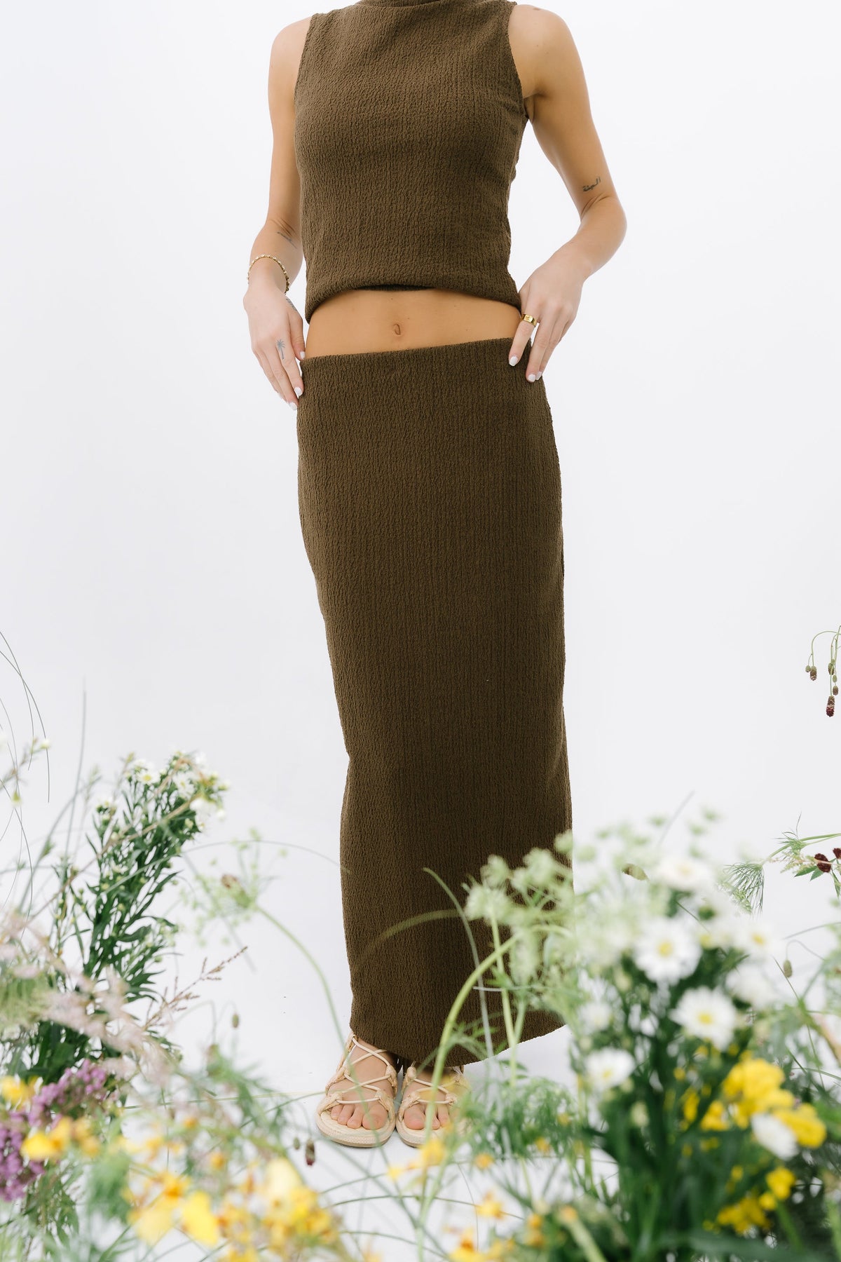 Opal Textured Skirt in Brown - FINAL SALE