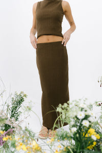 Opal Textured Skirt in Brown - FINAL SALE