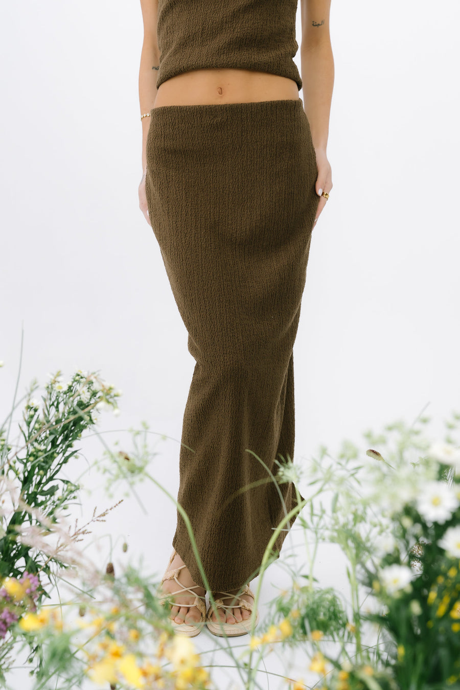 Opal Textured Skirt in Brown - FINAL SALE