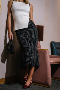 Gigi Polka Dot Midi Skirt in Black - FINAL SALE