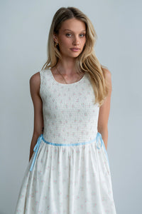 Kammie Smocked Midi Dress in Cream - FINAL SALE
