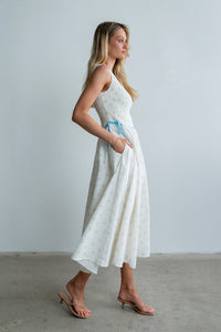 Kammie Smocked Midi Dress in Cream - FINAL SALE