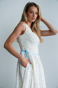 Kammie Smocked Midi Dress in Cream - FINAL SALE