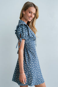 Jenny Floral Mini Dress in Blue