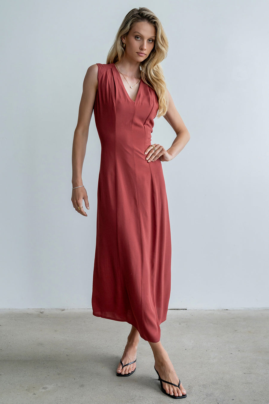 Noah Midi Dress in Berry