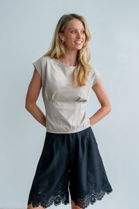 Tam Pleated Top in Taupe - FINAL SALE