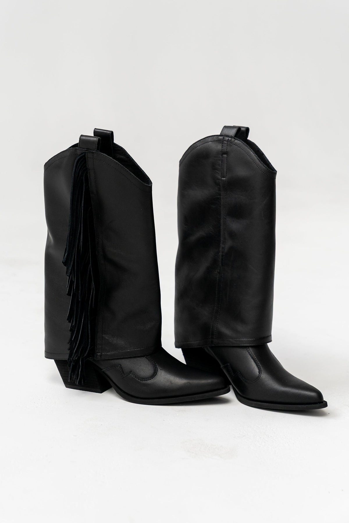 Deston Fringe Boots in Black - FINAL SALE