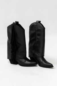 Deston Fringe Boots in Black - FINAL SALE
