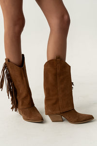 Deston Fringe Boots in Tan - FINAL SALE