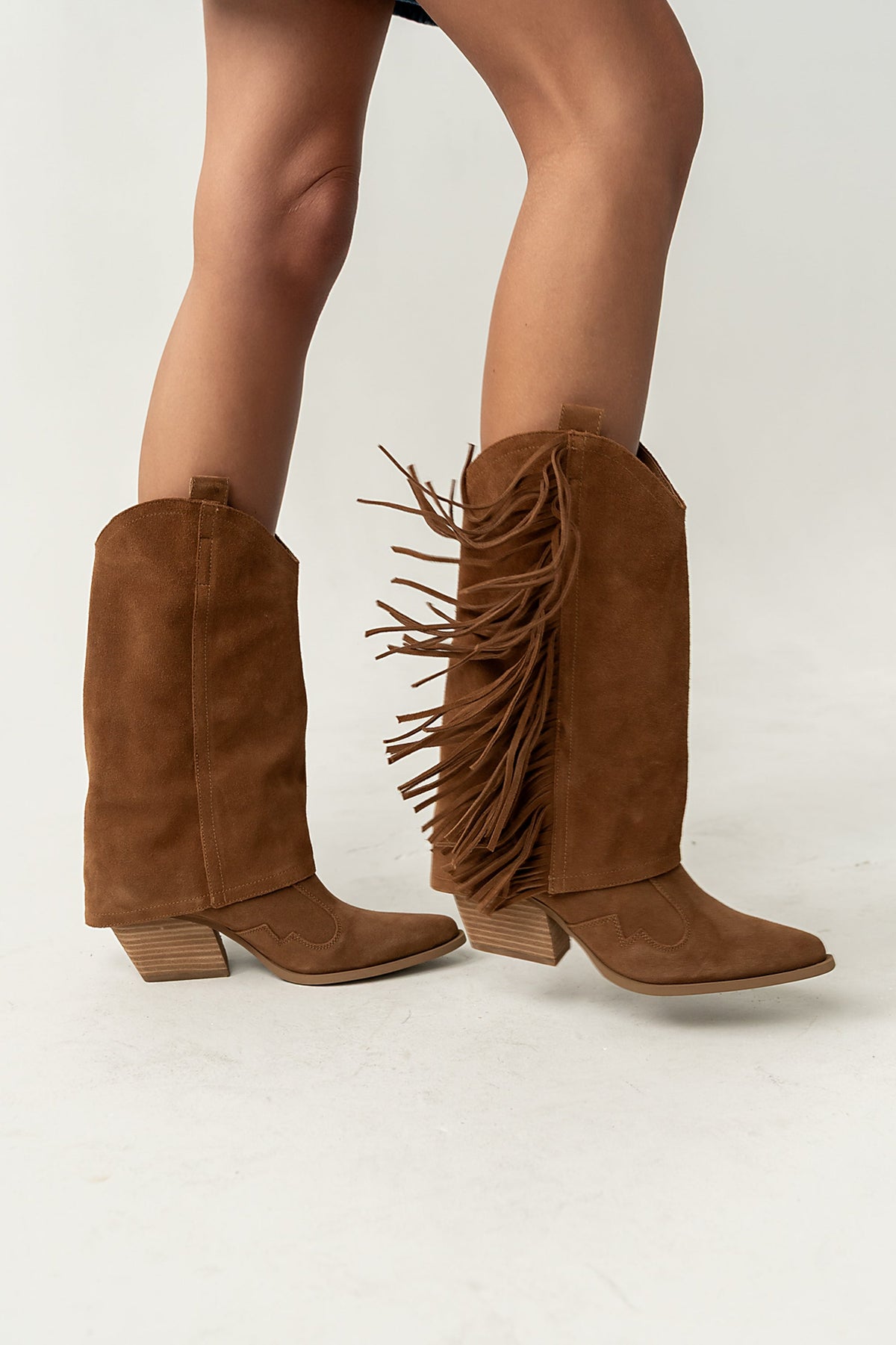 Deston Fringe Boots in Tan - FINAL SALE
