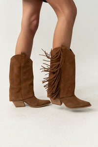 Deston Fringe Boots in Tan - FINAL SALE