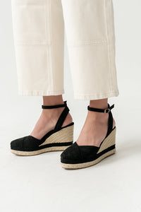 Becca Wedge Sandal in Black - FINAL SALE
