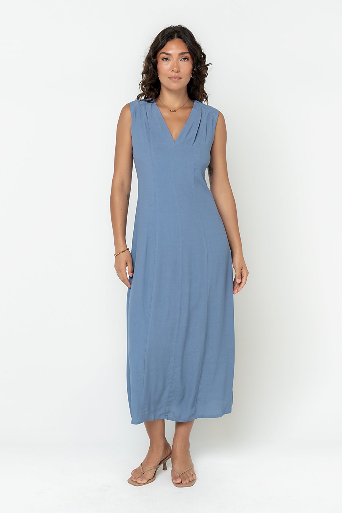Noah Midi Dress in Blue