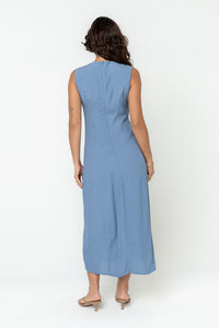 Noah Midi Dress in Blue