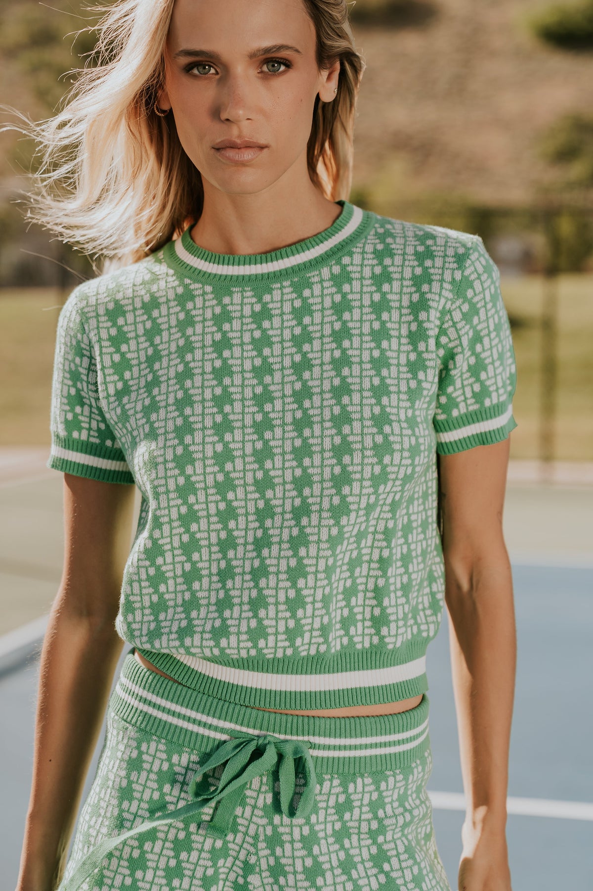 Korrey Abstract Sweater in Green - FINAL SALE
