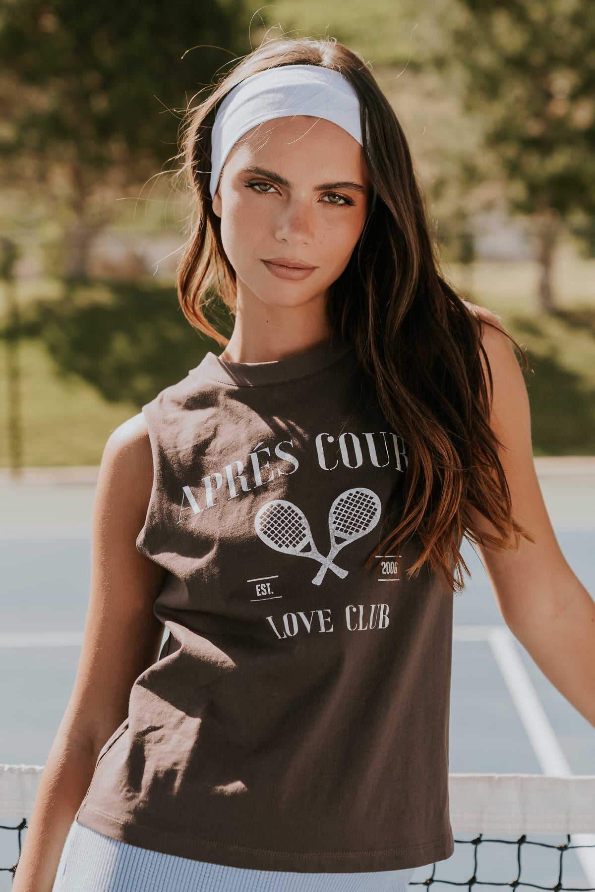 Coco Graphic Muscle Tee in Brown - FINAL SALE