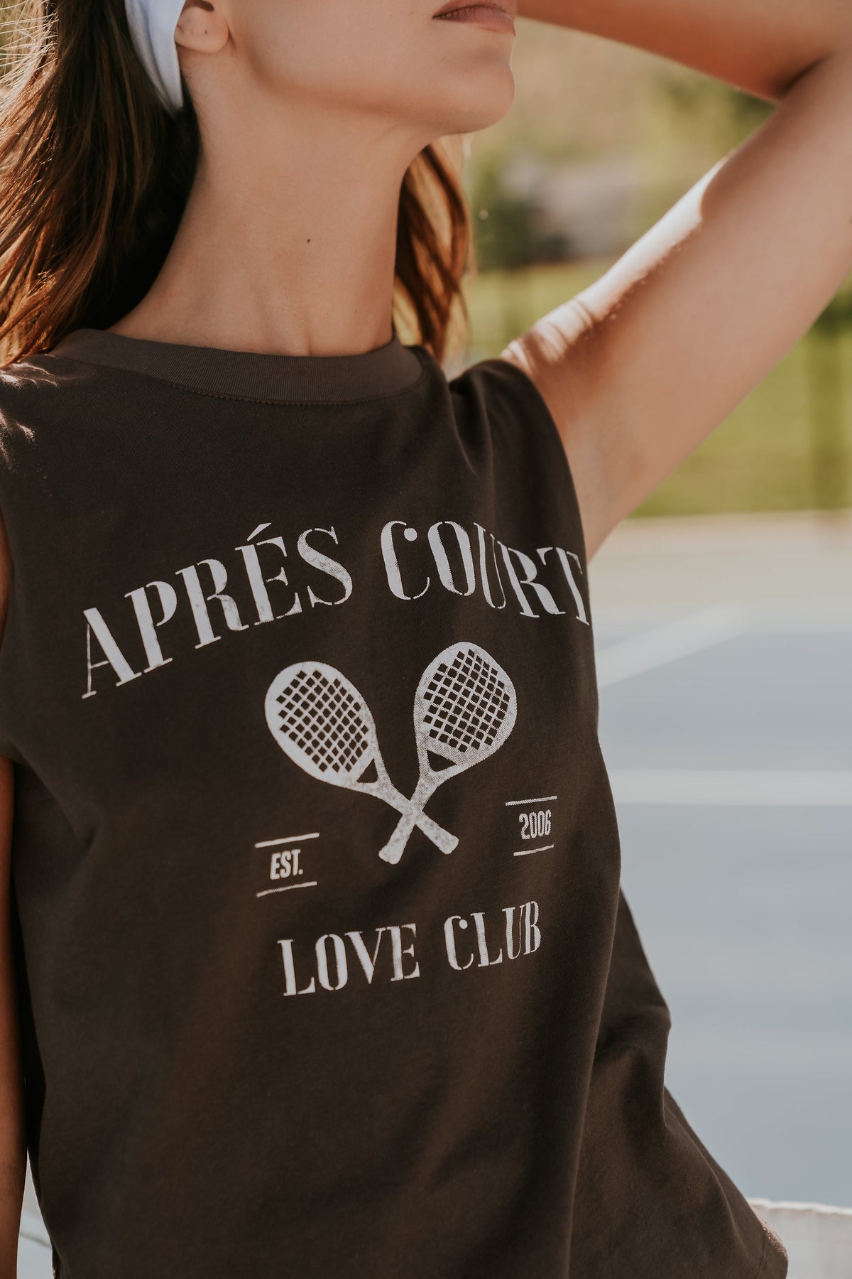 Coco Graphic Muscle Tee in Brown - FINAL SALE