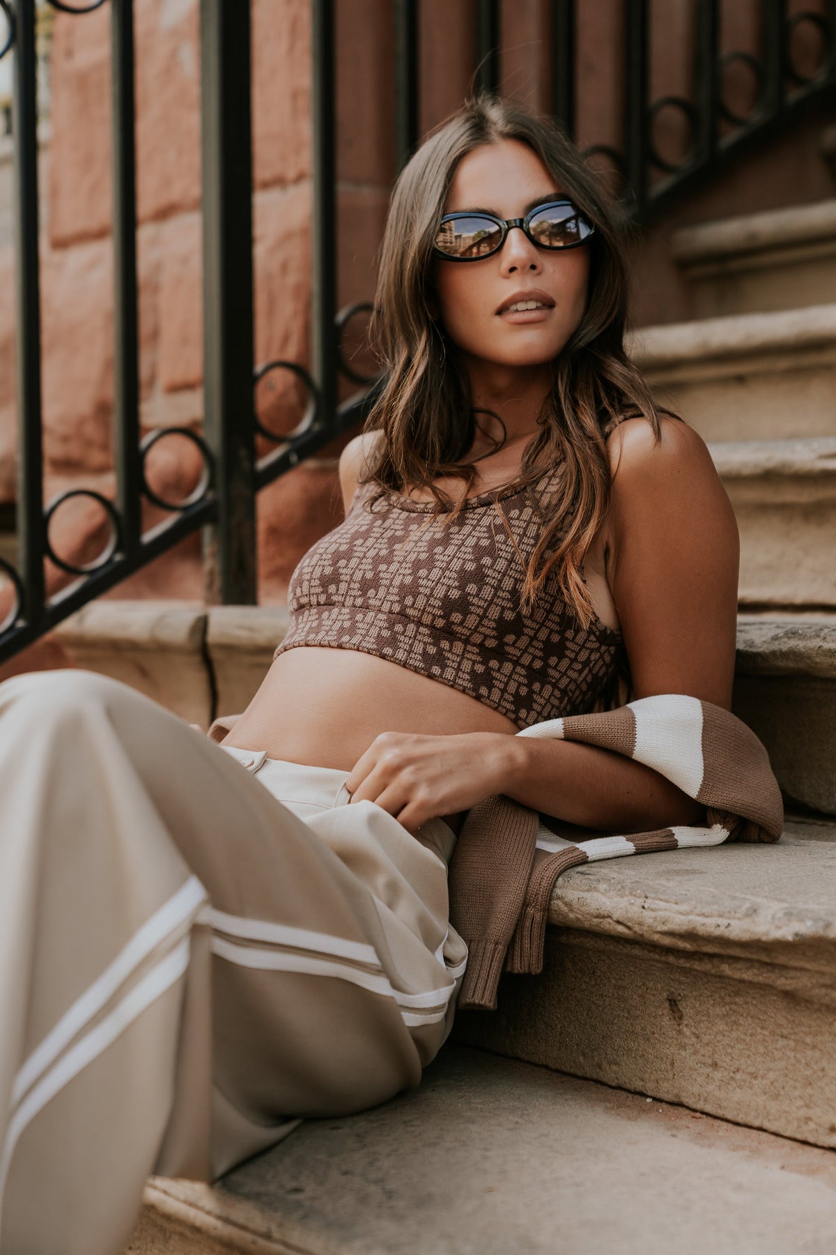 Julian Cropped Tank in Brown - FINAL SALE
