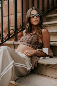 Julian Cropped Tank in Brown - FINAL SALE