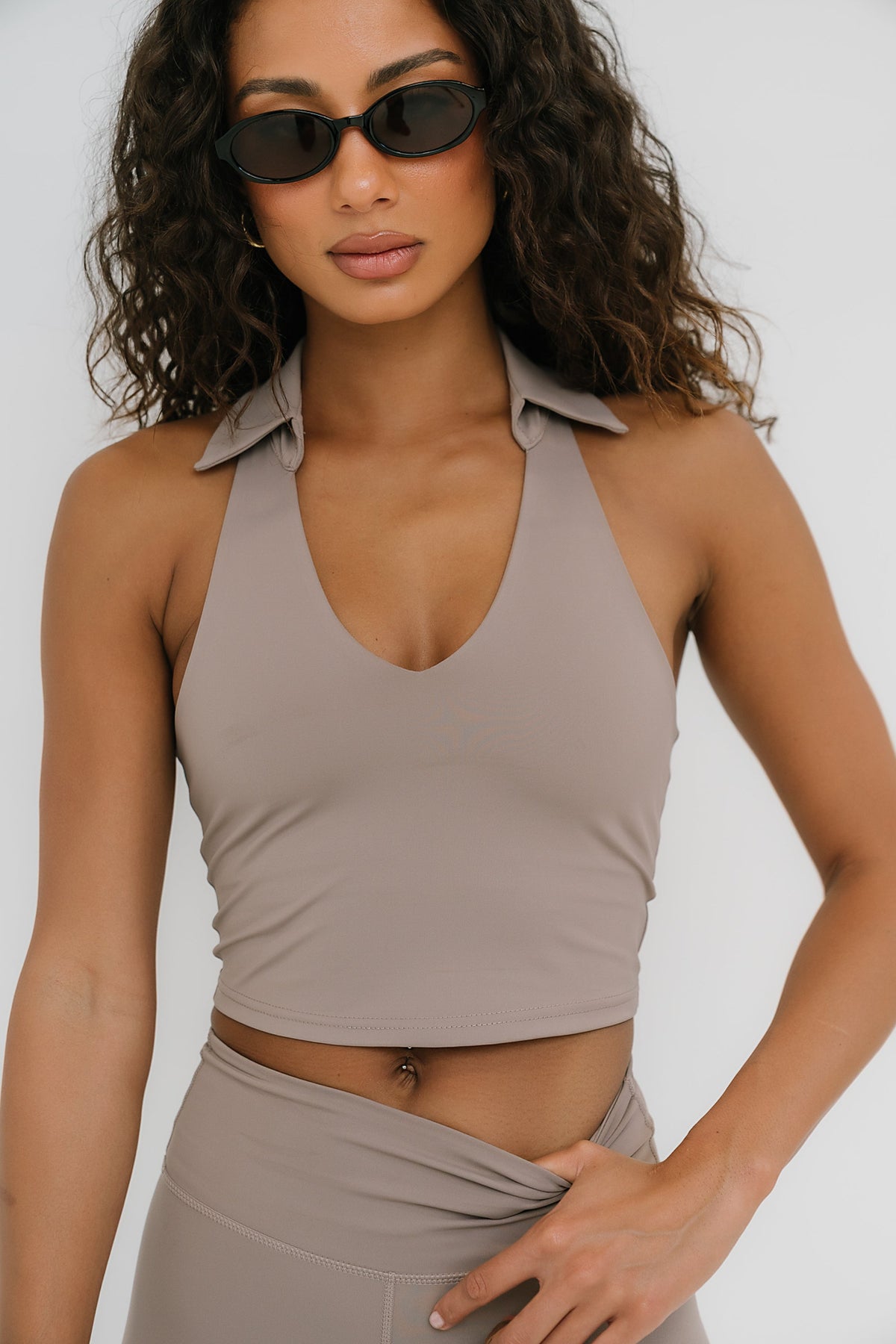 Serena Cropped Tank in Brown - FINAL SALE