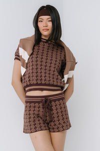 Korrey Sweater Shorts in Brown - FINAL SALE