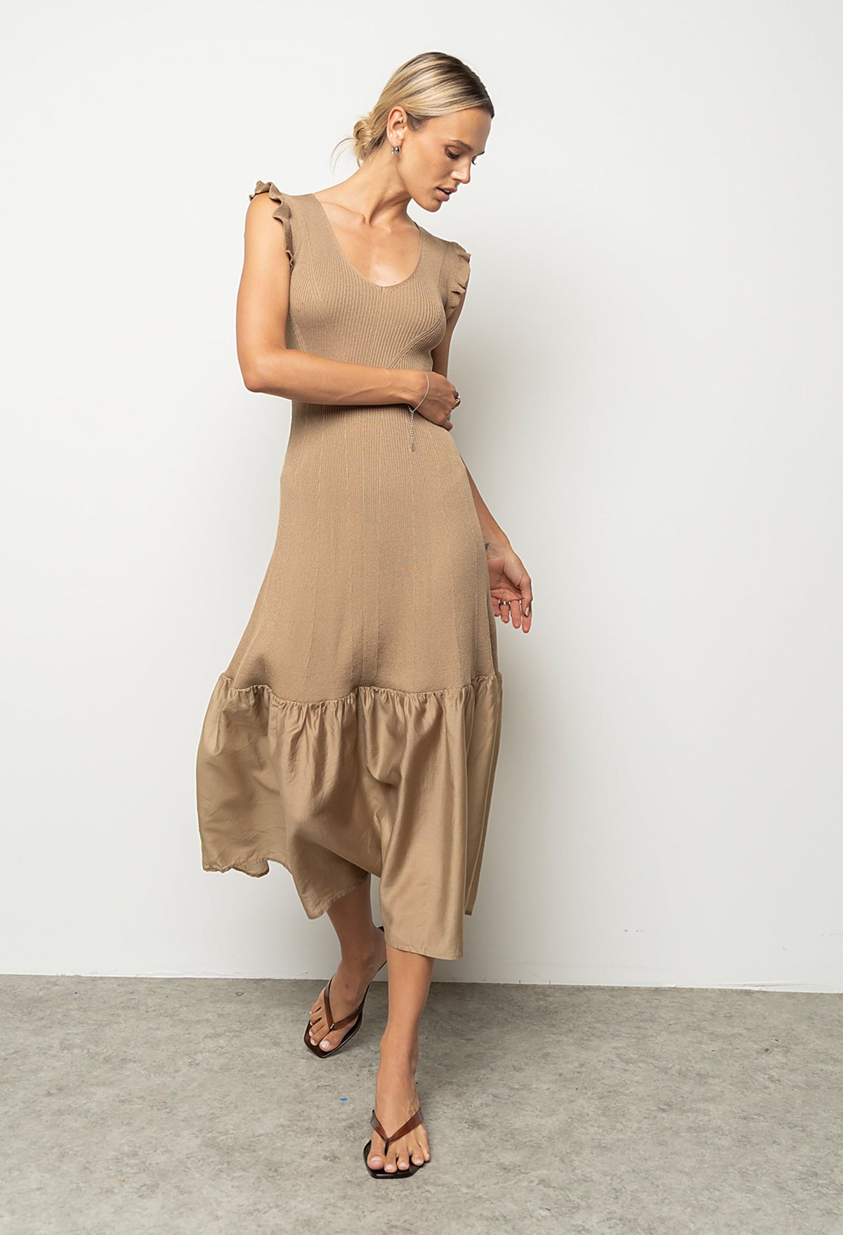 Lara Ribbed Midi Dress in Mocha - FINAL SALE