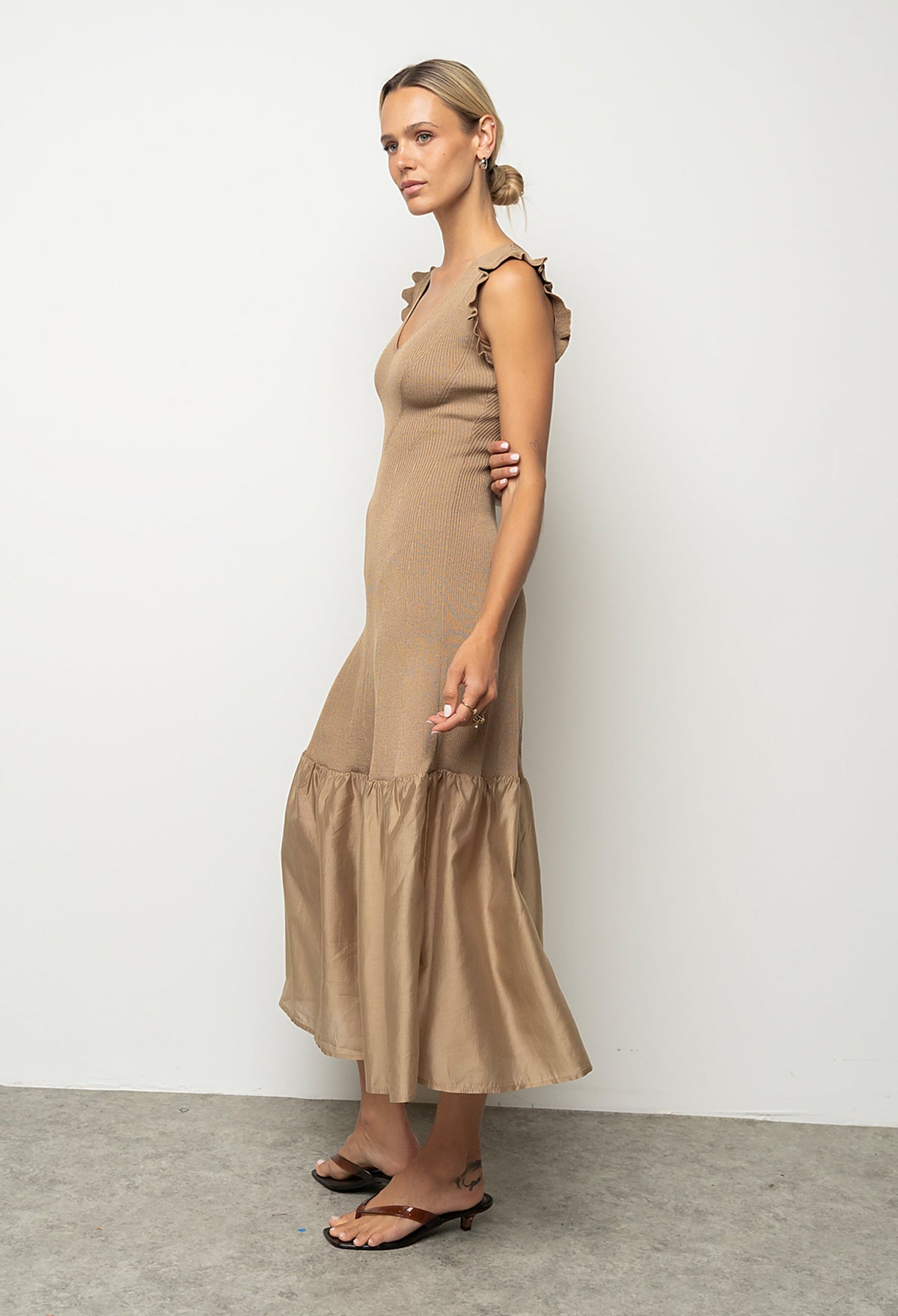 Lara Ribbed Midi Dress in Mocha - FINAL SALE