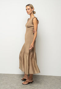 Lara Ribbed Midi Dress in Mocha - FINAL SALE