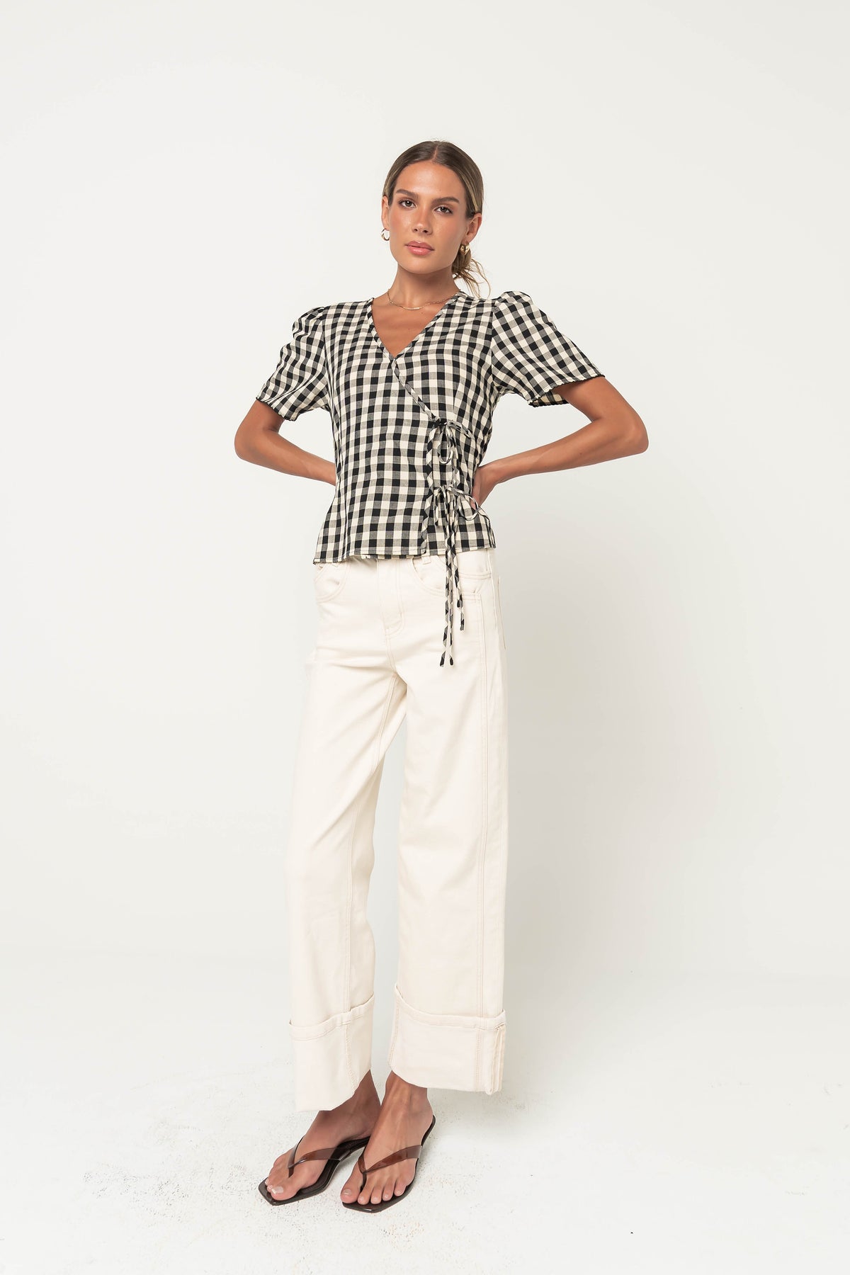 Callie Gingham Blouse in Black