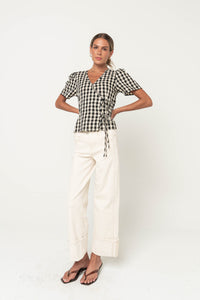 Callie Gingham Blouse in Black
