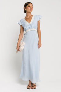 Jessica Lace Trim Maxi Dress in Blue - FINAL SALE