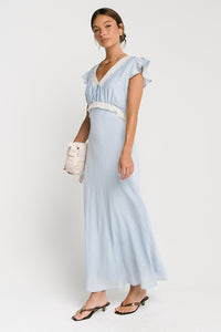 Jessica Lace Trim Maxi Dress in Blue - FINAL SALE