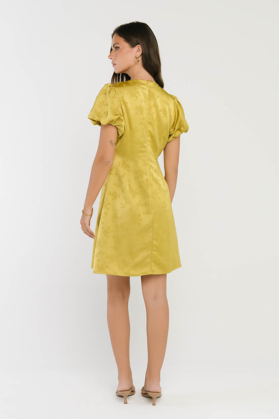Brenna Floral Mini Dress in Chartreuse - FINAL SALE