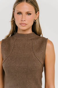 Bella Asymmetrical Knit Top in Taupe