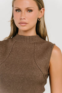 Bella Asymmetrical Knit Top in Taupe