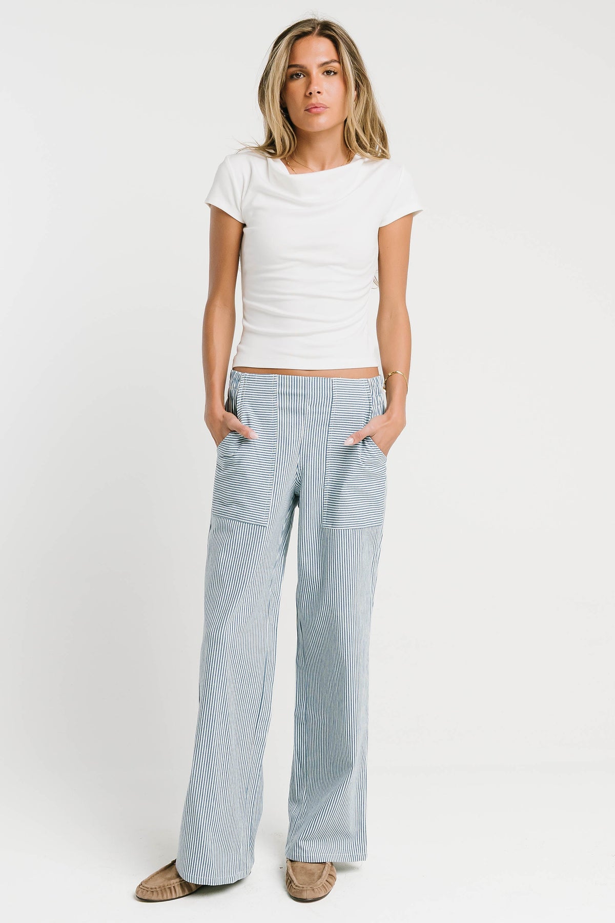 Paula Cowl Neck Top in White