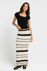 Freya Ribbed Top in Black