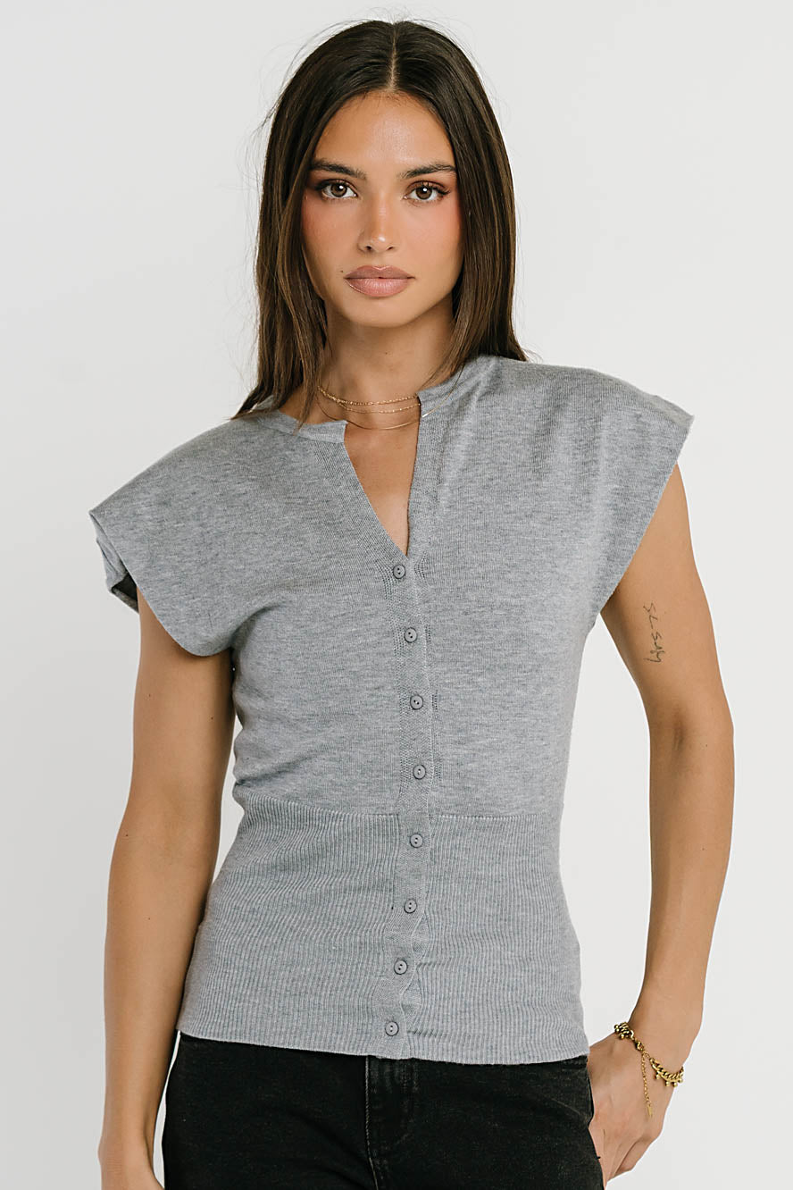 Marco Knit Top in Heather Grey