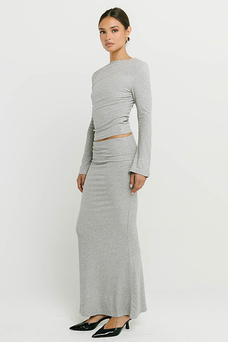 Bonnie Polka Dot Maxi Skirt in Grey