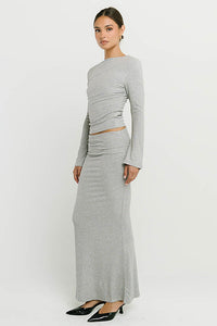 Bonnie Polka Dot Maxi Skirt in Grey
