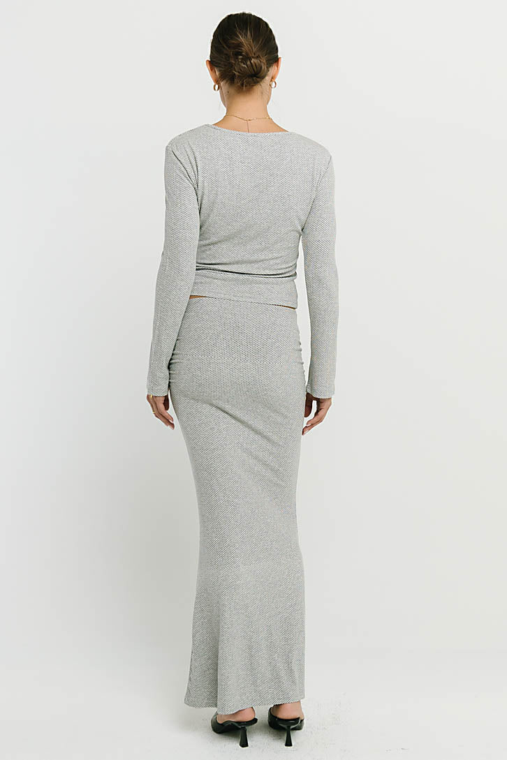 Bonnie Polka Dot Maxi Skirt in Grey