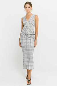 Jenna Plaid Maxi Skirt in Blue